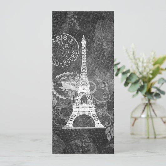 Elegant Wedding Romantic Paris Black Kaart (Staand voorkant)
