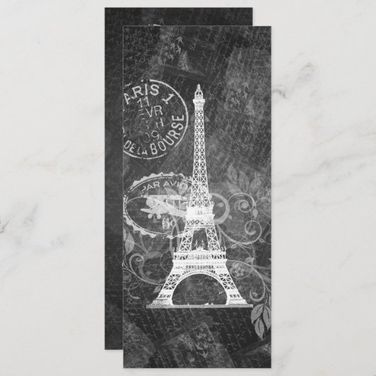 Elegant Wedding Romantic Paris Black Kaart (Voorkant / Achterkant)