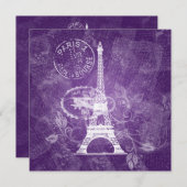 Elegant Wedding Romantic Paris Paars Kaart (Voorkant / Achterkant)