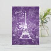Elegant Wedding Romantic Paris Paars Kaart (Staand voorkant)