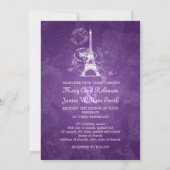 Elegant Wedding Romantic Paris Paars Kaart (Achterkant)
