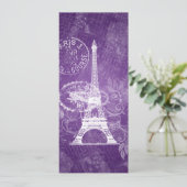 Elegant Wedding Romantic Paris Paars Kaart (Staand voorkant)