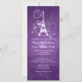 Elegant Wedding Romantic Paris Paars Kaart (Achterkant)