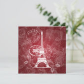 Elegant Wedding Romantic Paris Red Kaart (Staand voorkant)