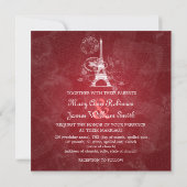 Elegant Wedding Romantic Paris Red Kaart (Achterkant)