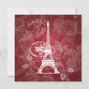 Elegant Wedding Romantic Paris Red Kaart