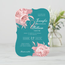 Elegant Wedding Roos Gold Floral en Folie Blauwgro