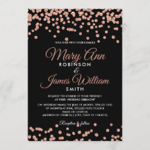 Elegant Wedding Roos Gold Glitter Confetti Black