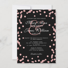 Elegant Wedding Roos Gold Glitter Confetti Black Kaart