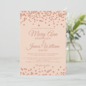 Elegant Wedding Roos Gold Glitter Confetti Blush Kaart (Staand voorkant)