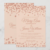 Elegant Wedding Roos Gold Glitter Confetti Blush Kaart (Voorkant / Achterkant)