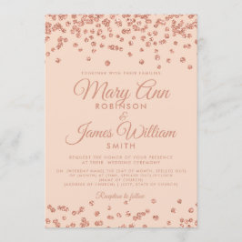 Elegant Wedding Roos Gold Glitter Confetti Blush Kaart