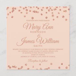 Elegant Wedding Roos Gold Glitter Confetti Blush Kaart