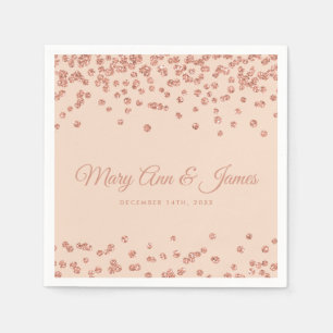 Elegant Wedding Roos Gold Glitter Confetti Blush Servetten