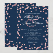 Elegant Wedding Roos Gold Glitter Confetti Navy Kaart (Voorkant / Achterkant)