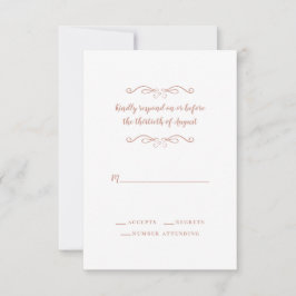 Elegant Wedding Roos Gold Pink Classic minimalist RSVP Kaartje