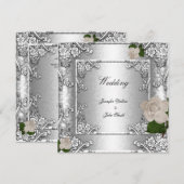 Elegant Wedding Roos Silver White 2 Kaart (Voorkant / Achterkant)
