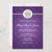 Elegant Wedding Royal Crown Paars Kaart (Achterkant)