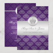 Elegant Wedding Royal Crown Paars Kaart (Voorkant / Achterkant)