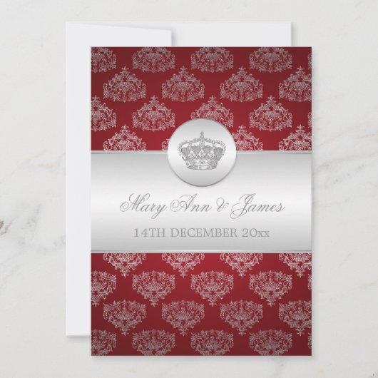 Elegant Wedding Royal Crown Red Kaart (Voorkant)