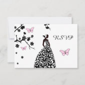 Elegant Wedding RSVP Bride Butterflies Kaartje (Voorkant)