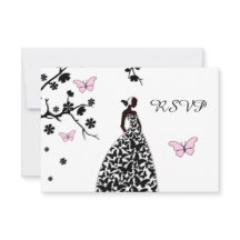 Elegant Wedding RSVP Bride Butterflies