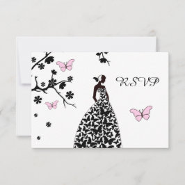 Elegant Wedding RSVP Bride Butterflies Kaartje
