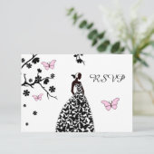 Elegant Wedding RSVP Bride Butterflies Kaartje (Staand voorkant)