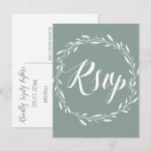 Elegant Wedding RSVP Briefkaarten Sage Wreater (Voorkant / Achterkant)
