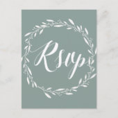 Elegant Wedding RSVP Briefkaarten Sage Wreater (Voorkant)