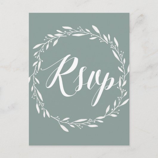 Elegant Wedding RSVP Briefkaarten Sage Wreater (Voorkant)