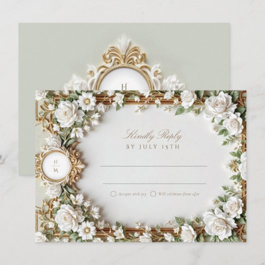 Elegant Wedding RSVP Card Kaart (Voorkant / Achterkant)