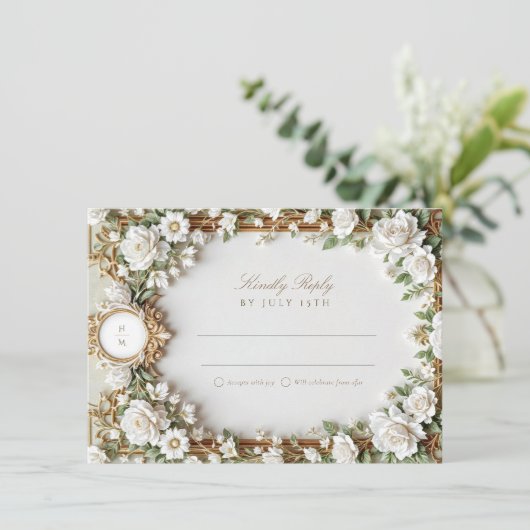 Elegant Wedding RSVP Card Kaart (Staand voorkant)