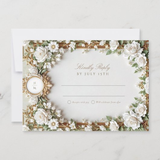 Elegant Wedding RSVP Card Kaart (Voorkant)