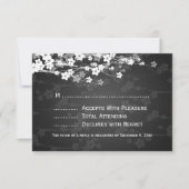 Elegant Wedding RSVP Cherry Blossom Black (Voorkant)