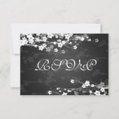 Elegant Wedding RSVP Cherry Blossom Black (Achterkant)