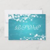 Elegant Wedding RSVP Cherry Blossom Blue (Achterkant)