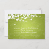 Elegant Wedding RSVP Cherry Blossom Lime Green (Voorkant)