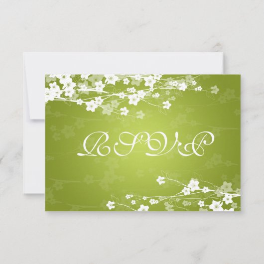 Elegant Wedding RSVP Cherry Blossom Lime Green (Achterkant)