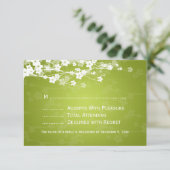 Elegant Wedding RSVP Cherry Blossom Lime Green Kaartje (Staand voorkant)