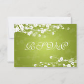 Elegant Wedding RSVP Cherry Blossom Lime Green Kaartje (Achterkant)