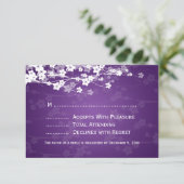 Elegant Wedding RSVP Cherry Blossom Paars (Staand voorkant)