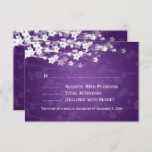 Elegant Wedding RSVP Cherry Blossom Paars (Voorkant / Achterkant)