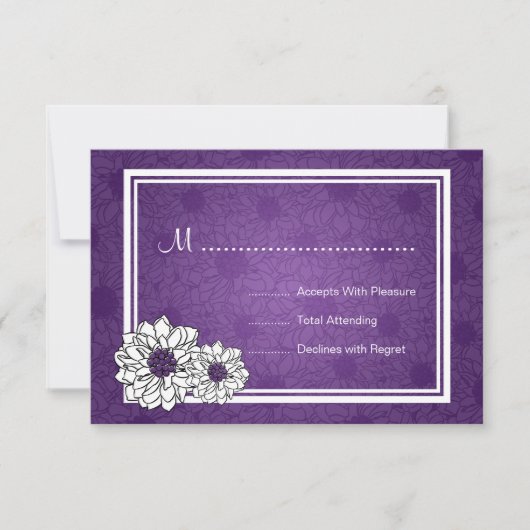 Elegant Wedding RSVP Dahlia Floral Paars (Voorkant)