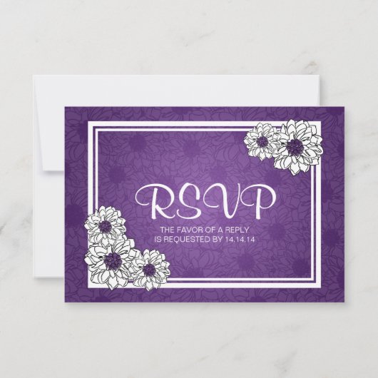 Elegant Wedding RSVP Dahlia Floral Paars (Achterkant)