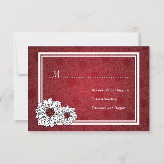Elegant Wedding RSVP Dahlia Floral Red (Voorkant)