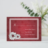 Elegant Wedding RSVP Dahlia Floral Red (Staand voorkant)