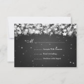 Elegant Wedding RSVP Dazzling Stars Black (Voorkant)