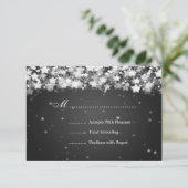 Elegant Wedding RSVP Dazzling Stars Black (Staand voorkant)