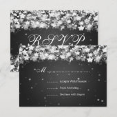 Elegant Wedding RSVP Dazzling Stars Black (Voorkant / Achterkant)